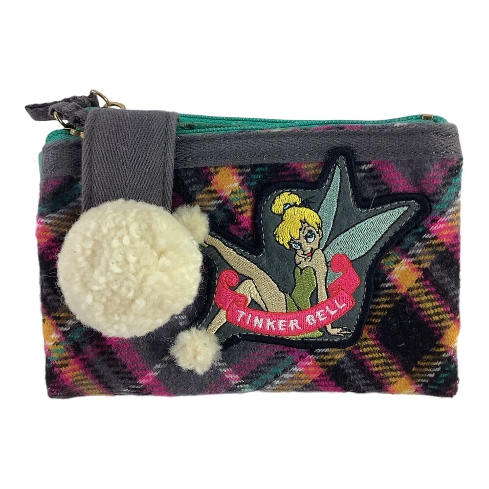 Walt DisneyWorld Disneyland Tinkerbell Wallet Multi Colored Plaid 4” X 6” GUC